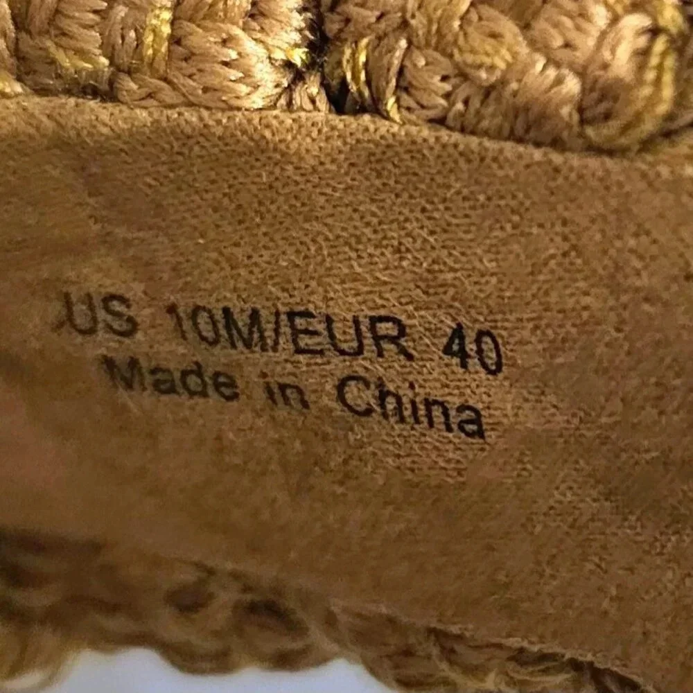 Veronica Beard Reema Espadrille Wedge Sandal Womens 10 Woven Mustard Leather NEW